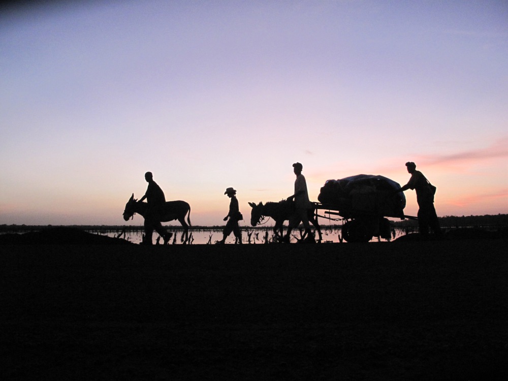 The expedition team at dawn - leaving Khalaji, The Gambia, West Africa © Jason Florio
